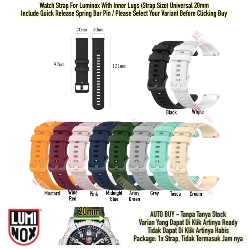 Tali Jam Watch Strap Luminox Size 20mm - OYE Rubber Silikon Warna Warni