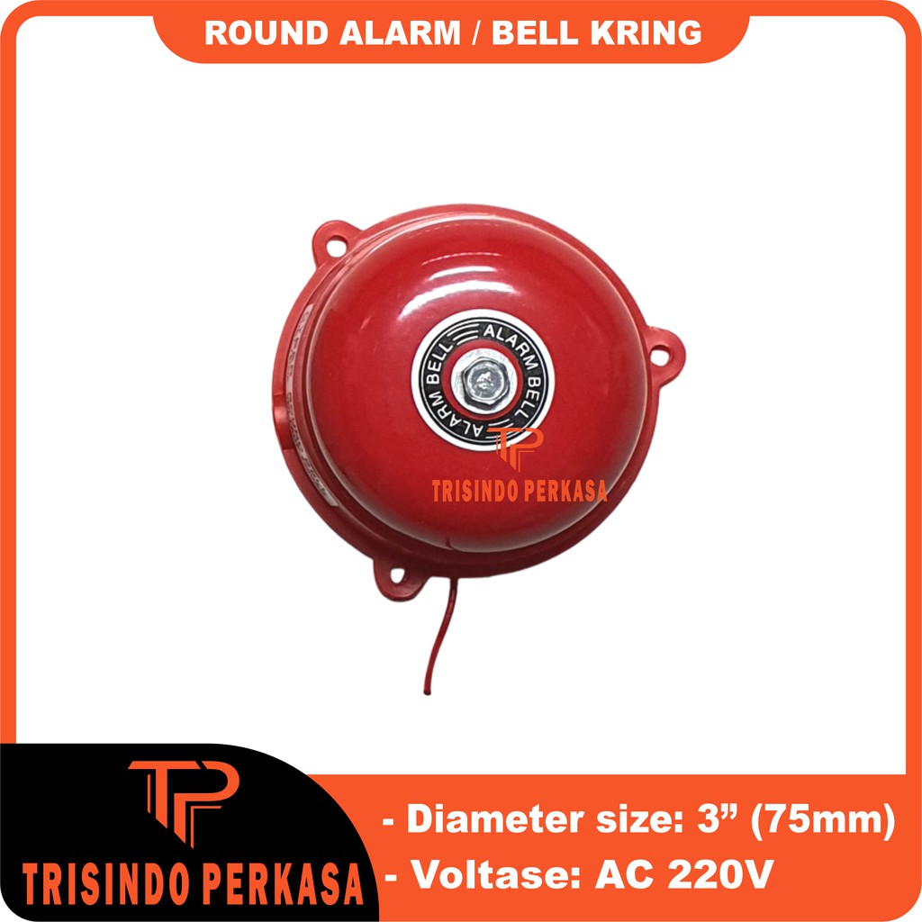 Round Alarm Bell Kring 3&quot; (75mm) AC 220V Bel Sekolah Listrik Bulat