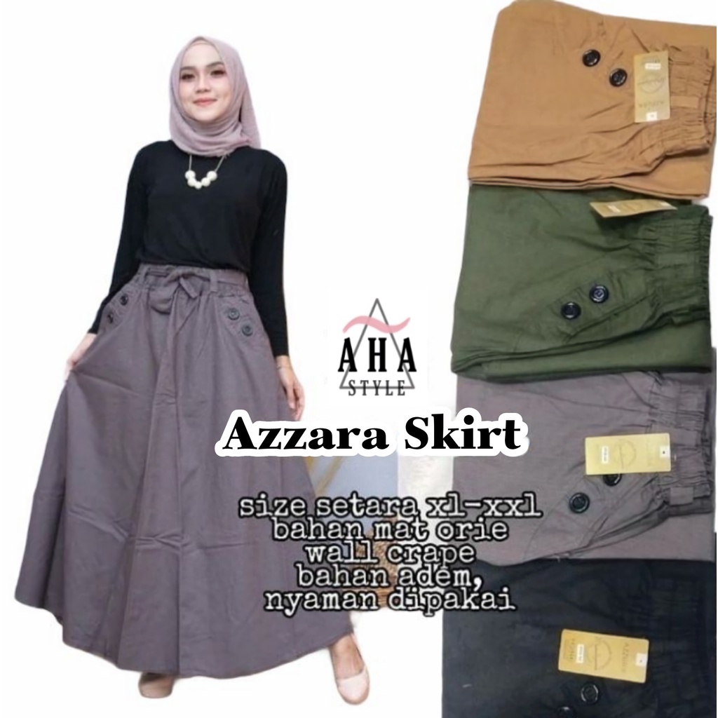 Rok Payung Panjang Wanita Fashion Muslim Skirt Kekinian Katun Cigaret Premium Azzara Skirt Allsize