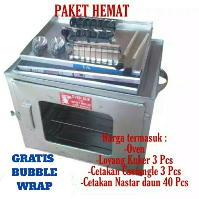 Oven Tangkring Kompor Open Kue 3 Susun Anti Karat Gratis Loyang dan Cetakan Kue Kering Lengkap