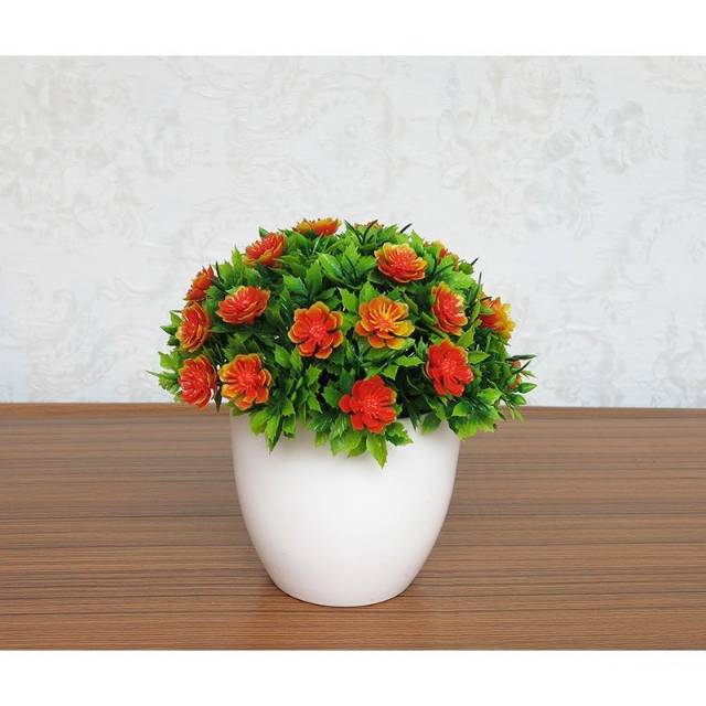 Bundara.id Pr-596 ( Size 15x14 ) Bunga hias + pot cantik/bonsai kembang import