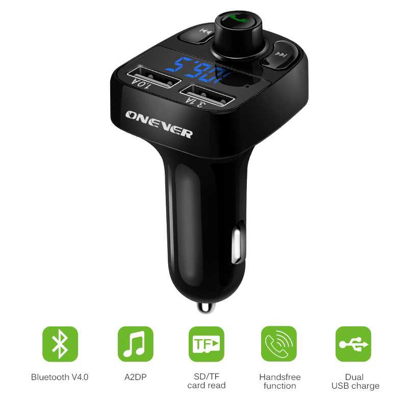 Bluetooth Audio Receiver FM Transmitter Handsfree with USB Car Charger