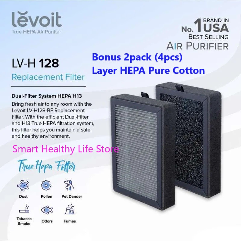 Levoit Replacement Filter Air Purifier LV-H128 HEPA H13 Dual Filter Original Bonus Layer