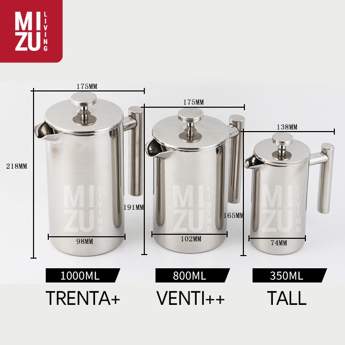 FRENCH PRESS Stainless Steel 350 800 1000 1500 ml Paperless Coffee Plunger Coffee Maker Tea Maker