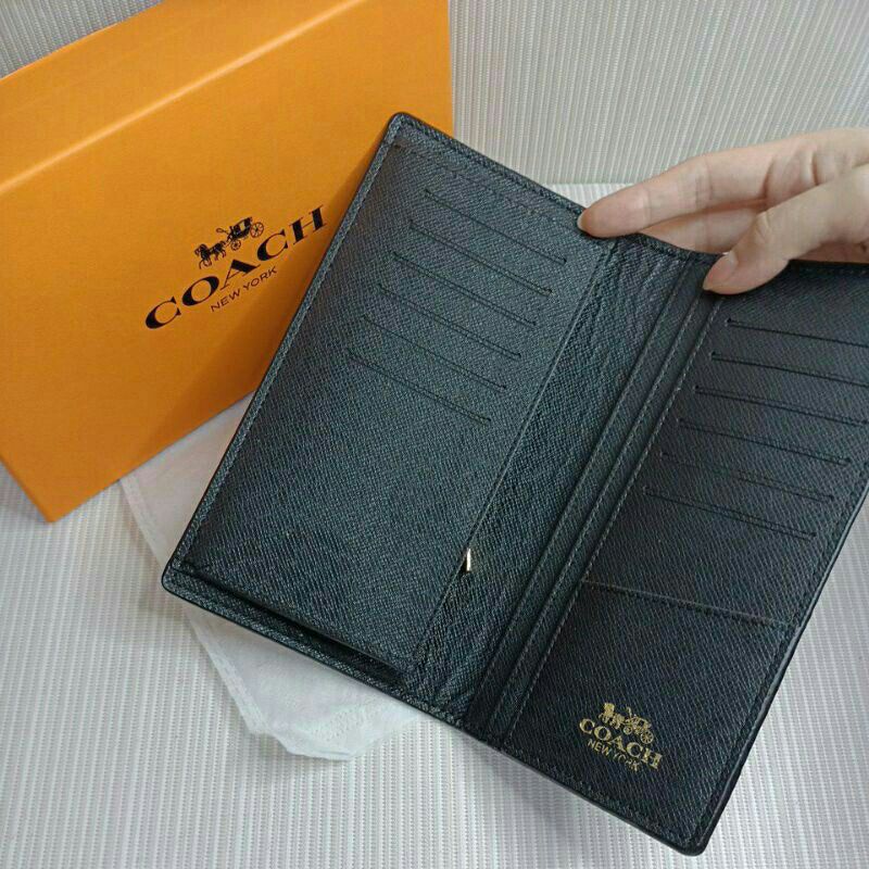 Dompet panjang lipat pria/wanita Coach signature emboss import