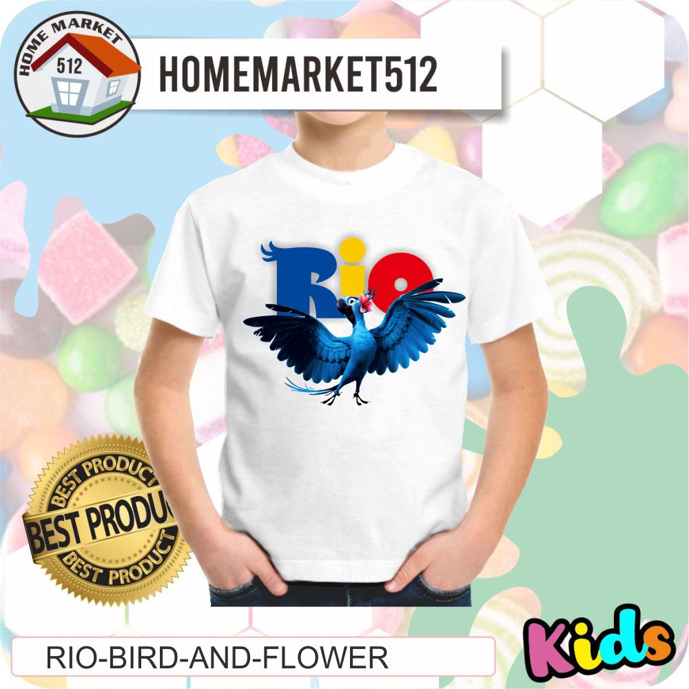 KAOS ANAK RIO-BIRD-AND-FLOWER KAOS ANAK LAKI-LAKI DAN PEREMPUAN PREMIUM-0