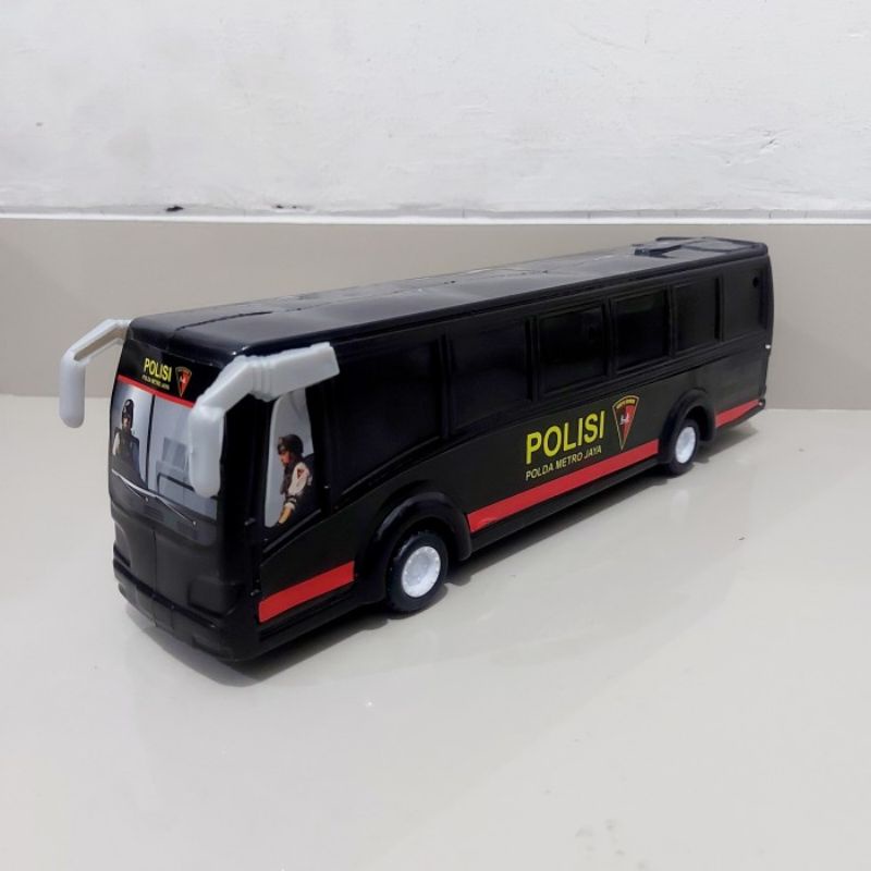 Mainan Mobil Bus Polisi - Miniatur Bis Brimob Police Dorong Anak Laki Cowok