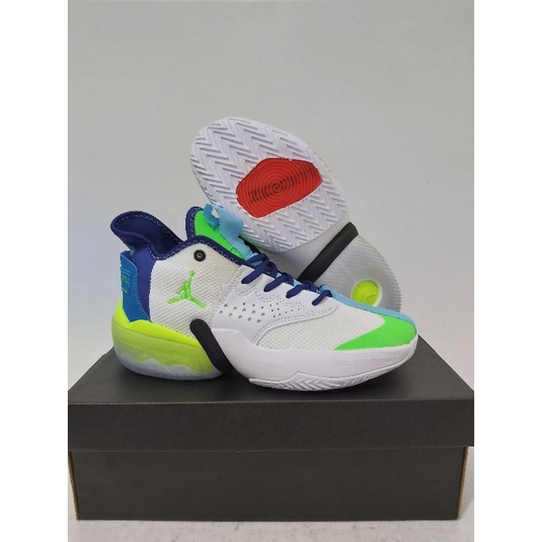 Sepatu Basket Nike Air jordan React Elevation High White Green Blue