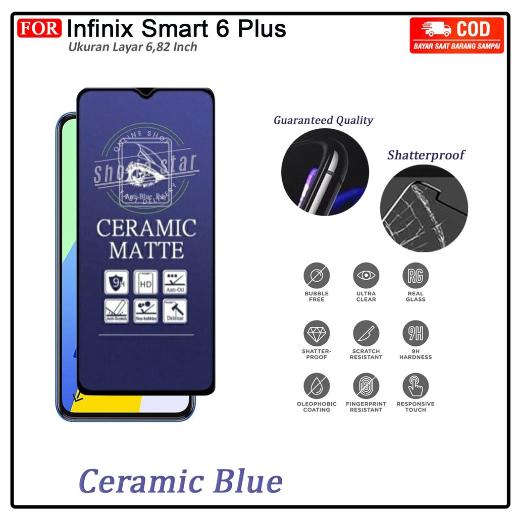 Anti Gores Ceramik Blue Light Infinix Smart 7 6 Plus Anti Radiasi Kaca Full Cover