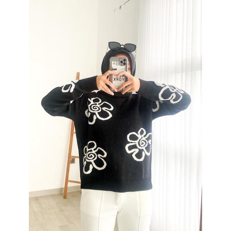 FLOWER SWEATER - SWEATER RAJUT - SWEATER MURAH BANDUNG - RAJUT MURAH