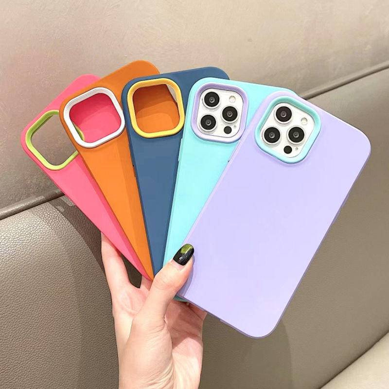 3 in 1 Soft Case Silikon Warna Permen Untuk iPhone 13 12 11 Pro Max