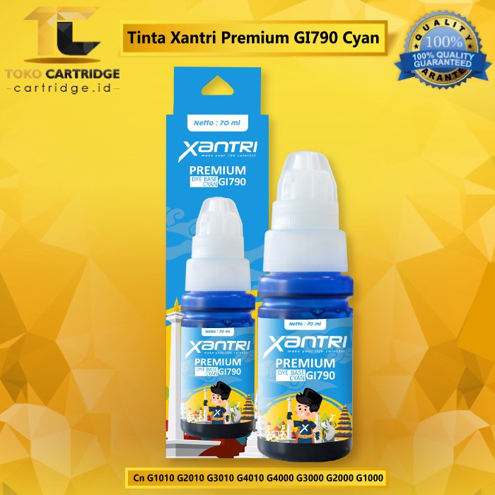 Tinta refill XANTRI  Ink for Printer Canon pengganti GI790 GI 790 GI-790 Black Cyan Magenta Yellow