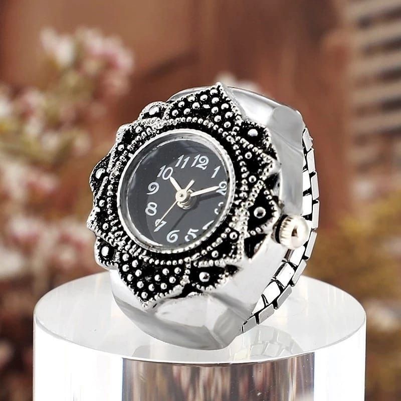 Jam cincin wanita unik cantik elegan, jam cincin analog hidup