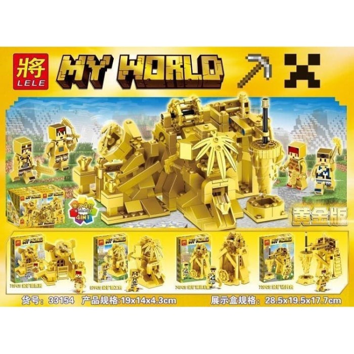 Lego Lele 33154 Block Gold Minecraft Mine Series 4in1