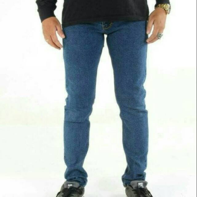 Celana Jeans Panjang Pria Kerja Kuliah Slimfit Pensil-Biru Tua