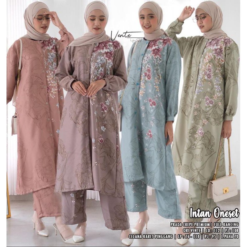 Intan Oneset Prada Crepe Premium Original By Vente Fashion Solo