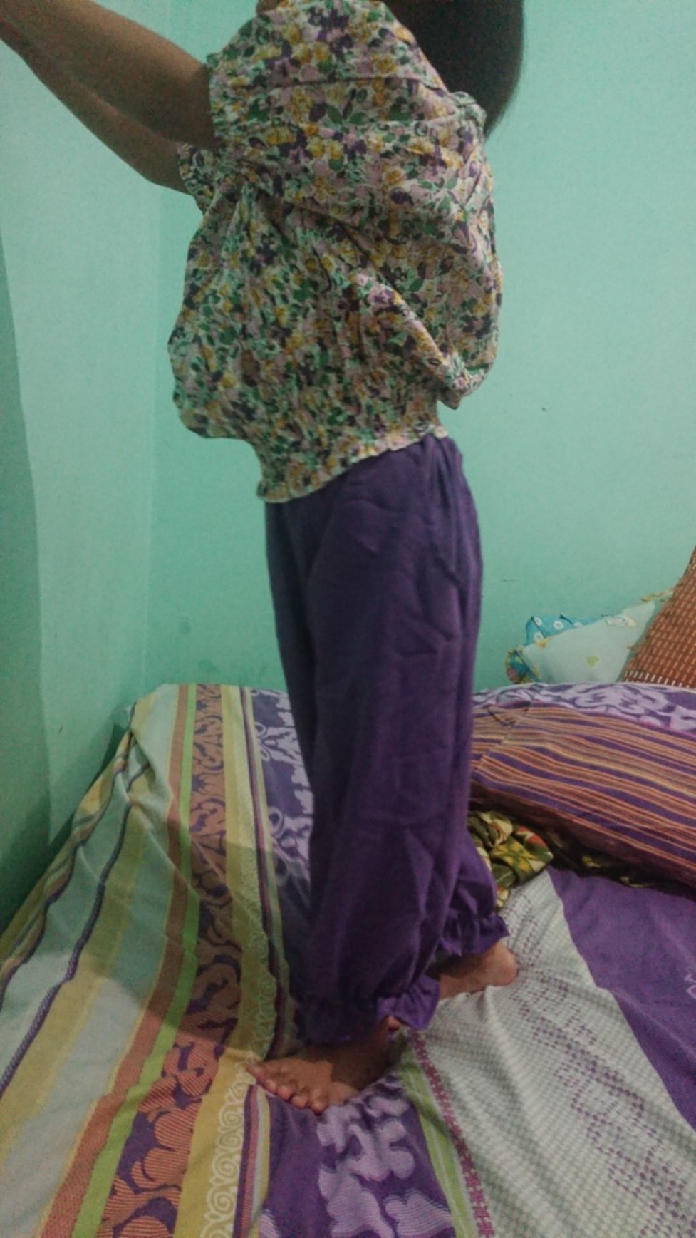 Set Purple Floral Ready Stock