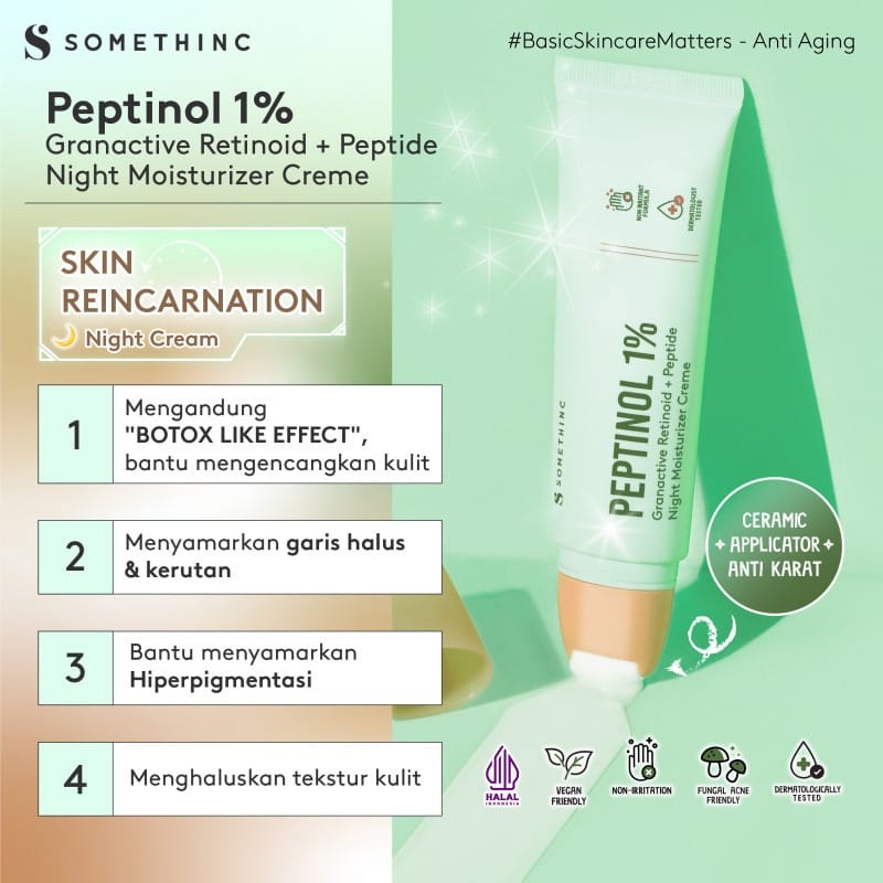 SOMETHINC BASIC SKINCARE - ANTI AGING SERIES | PEPTINOL Granactive Retinoid + Peptide Night Moisturizer Cream / SOS Bakuchiol Silk Creme