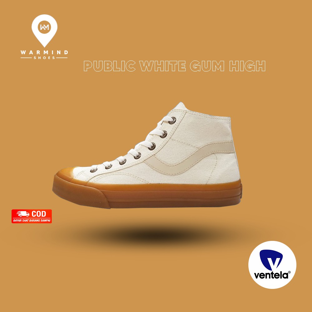 SEPATU SNEAKERS PUBLIC NATURAL GUM HIGH SHOES UNISEX BY VENTELA