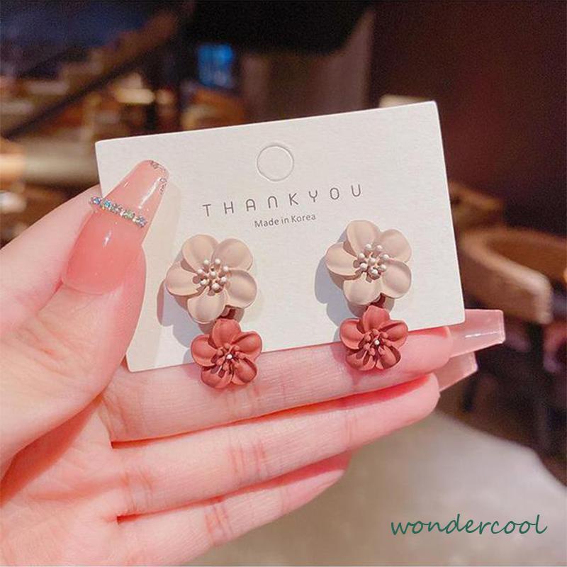 Kontras warna Spray bunga cat anting-anting wanita kepribadian sederhana semua-pertandingan anting-anting-Won