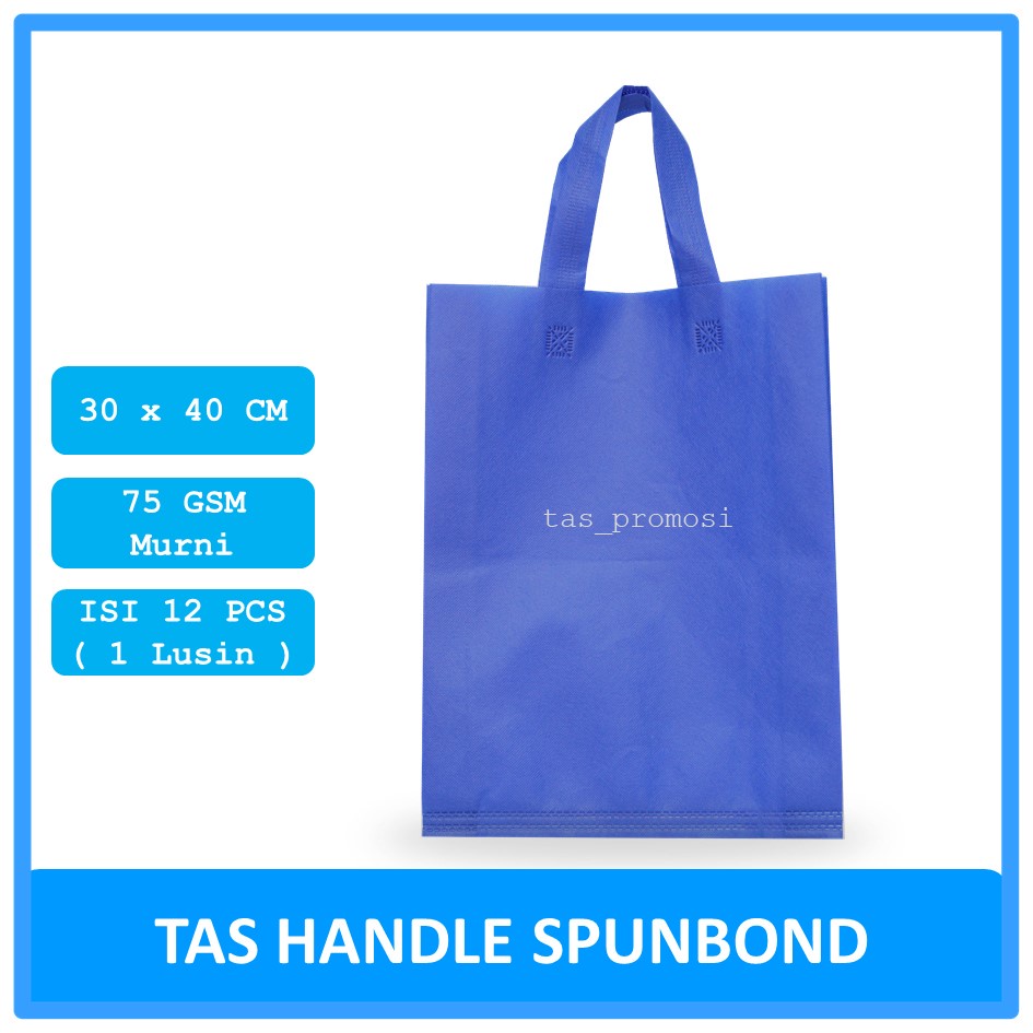 Goodie bag Spunbond Handle 30x40 Biru BCA Lusinan / Tas Spunbond Polos