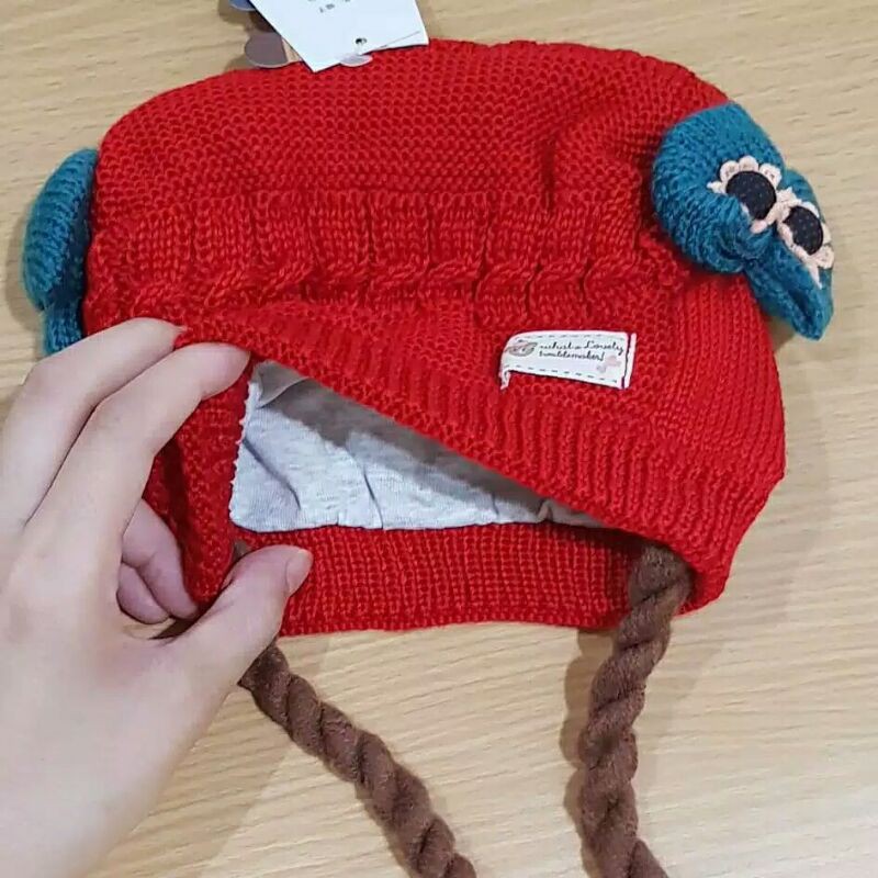 TOPI KUPLUK RAJUT BAYI MODEL PITA WIG KEPANG