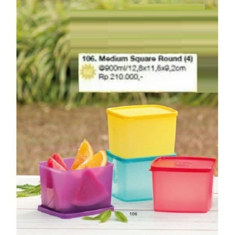 tupperware medium square round - tempat makan - tempat bekal - tempat penyimpanan
