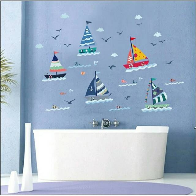 RELIZA WALLSTICKER IKAN KAPAL FISH BIRD KAMAR MANDI TOILET STIKER DINDING