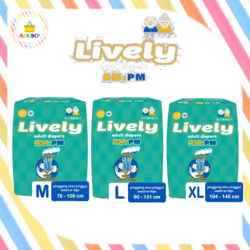 LIVELY ADULT DIAPERS / LIVELY POPOK DEWASA TIPE PEREKAT M8 / L7 / XL6