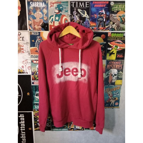 hoodie jeep merah maron second ori preloved