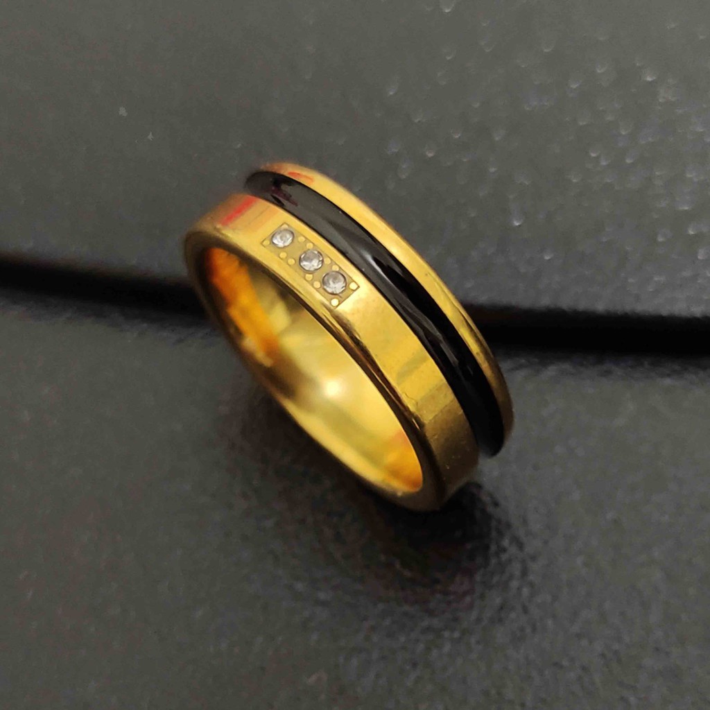 Cincin Titanium Titik 3 Gold Silver / Cincin Pria Wanita Anak