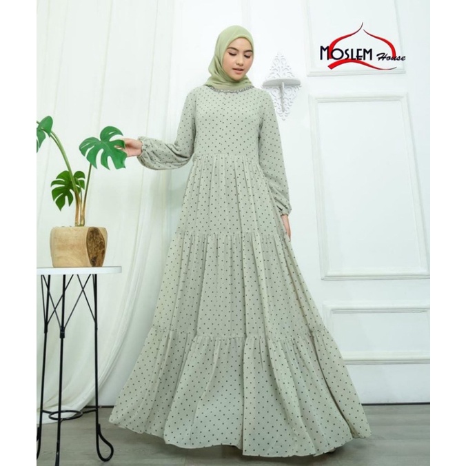 Dress Gamis ceruty polkadot nesty