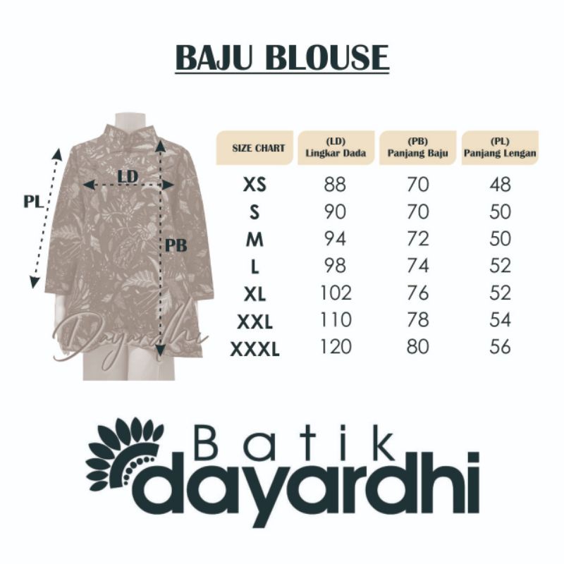 Dayardhi baju batik abstrak blus batik wanita kerja blouse batik abstrak batik resleting depan-1