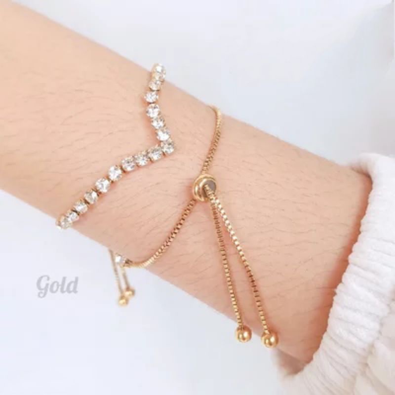 Flash Sale Gelang titanium serut Fashion wanita berlapis emas