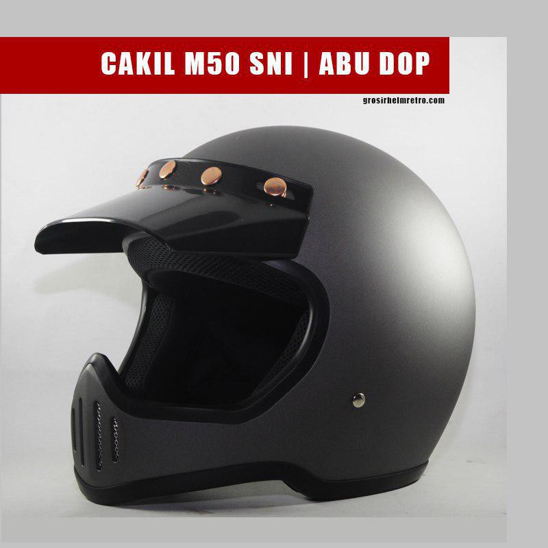 Helm retro full face cakil m50 SNI abu dop