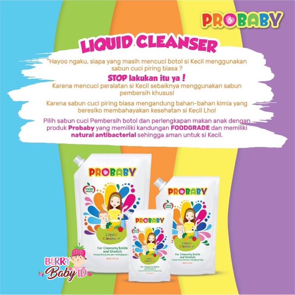 ProBaby Liquid Cleanser Bottle &amp; Utensils Cairan Pencuci Botol 450ml Berry Mart