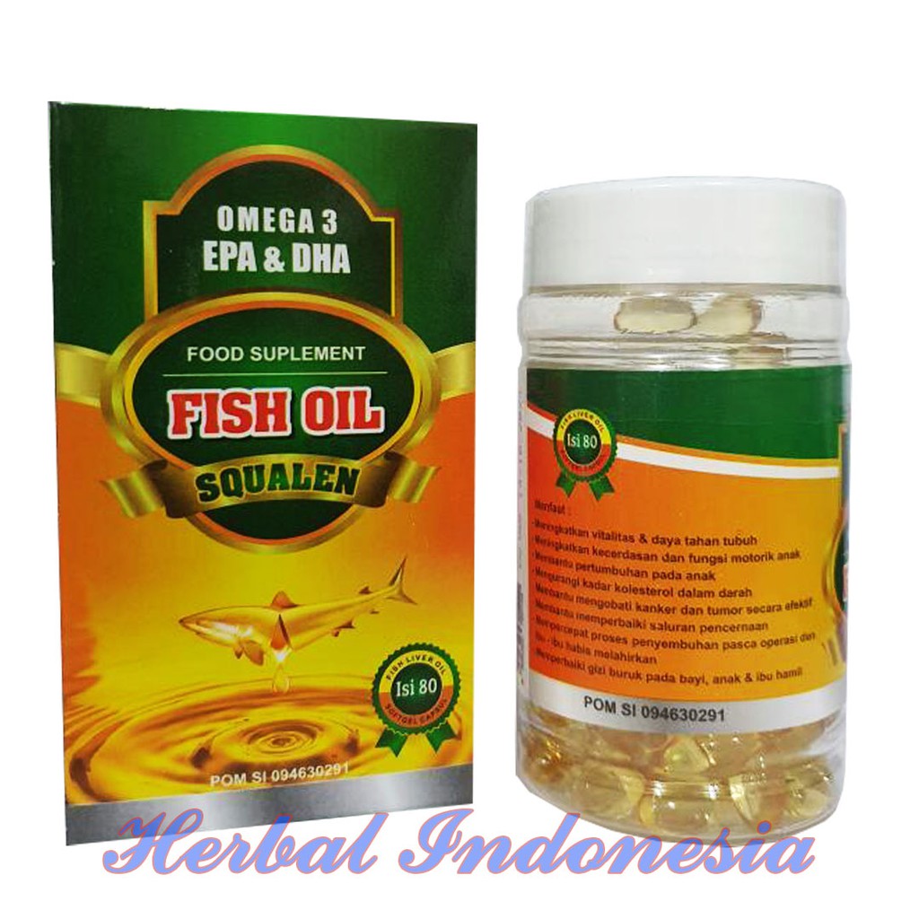 Minyak IkanSqualen |Omega 3 EPA &amp; DHA Isi 80 Kapsul