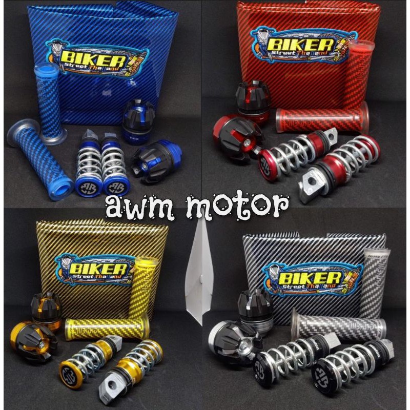 [ Paket 4 item ] Kulit Jok Karbon + Grip Karbon + Per Step + Jalu As Universal