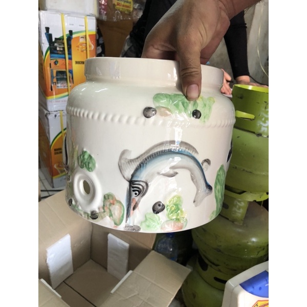 NAKATO DISPENSER GUCI KERAMIK GALON ATAS MOTIF TIMBUL TEBAL AWET MURAH