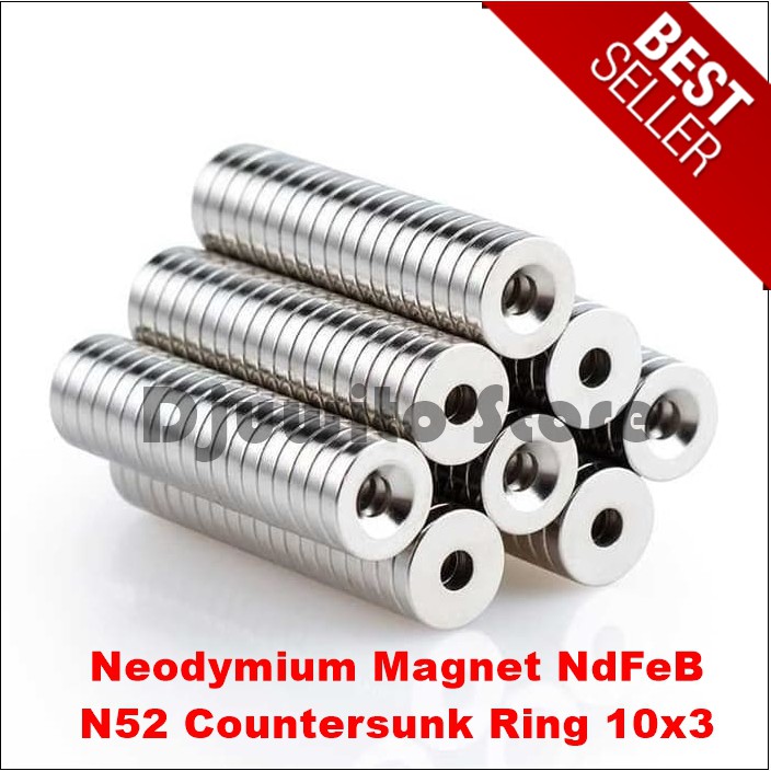 MAGNET KUAT MURAH NEODYMIUM NDFEB N52 COUNTERSUNK RING 10x3 KUALITAS BAGUS