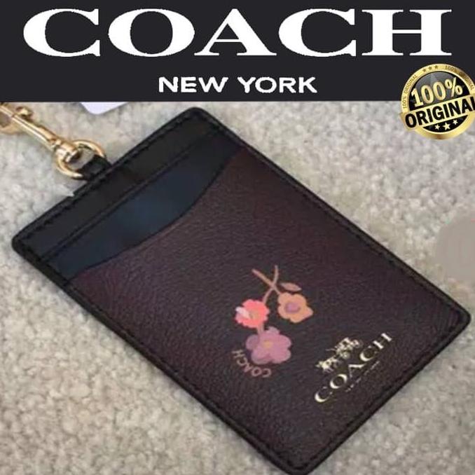 

COACH Id Lanyard In Colorblock FLOWERS Canvas 100% Authentic