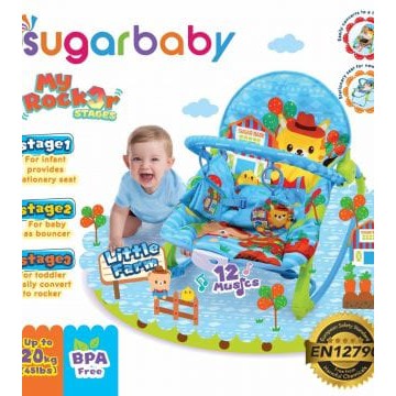 Sugar Baby My Rockers 3 Stages Baby Bouncer- Little Farm