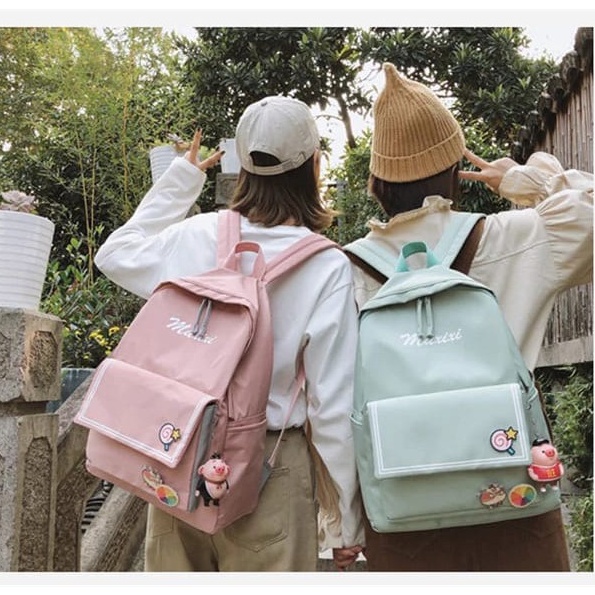 Twenty Bag - Tas Ransel Sekolah Anak Wanita Dan Pria Untuk Anak PAUD TK SD SMP Terbaru 2021 Kekinian Motif Carakter MUXIXI Korean Sytle Multifungsi Bahan Canvas