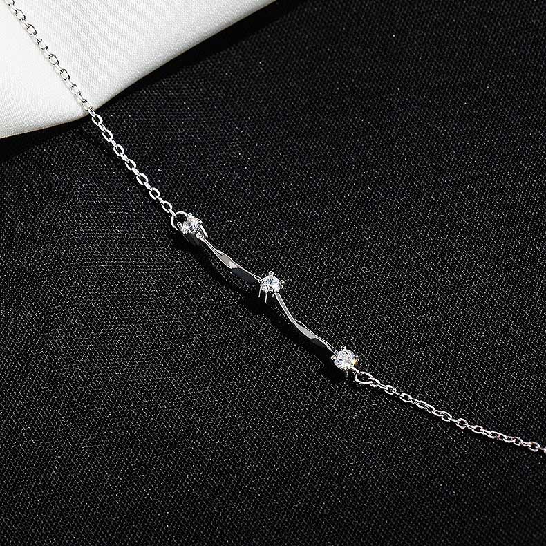 Gelang Rantai Kristal Berlian Bahan S925 Sterling Silver Gaya Korea Untuk Wanita