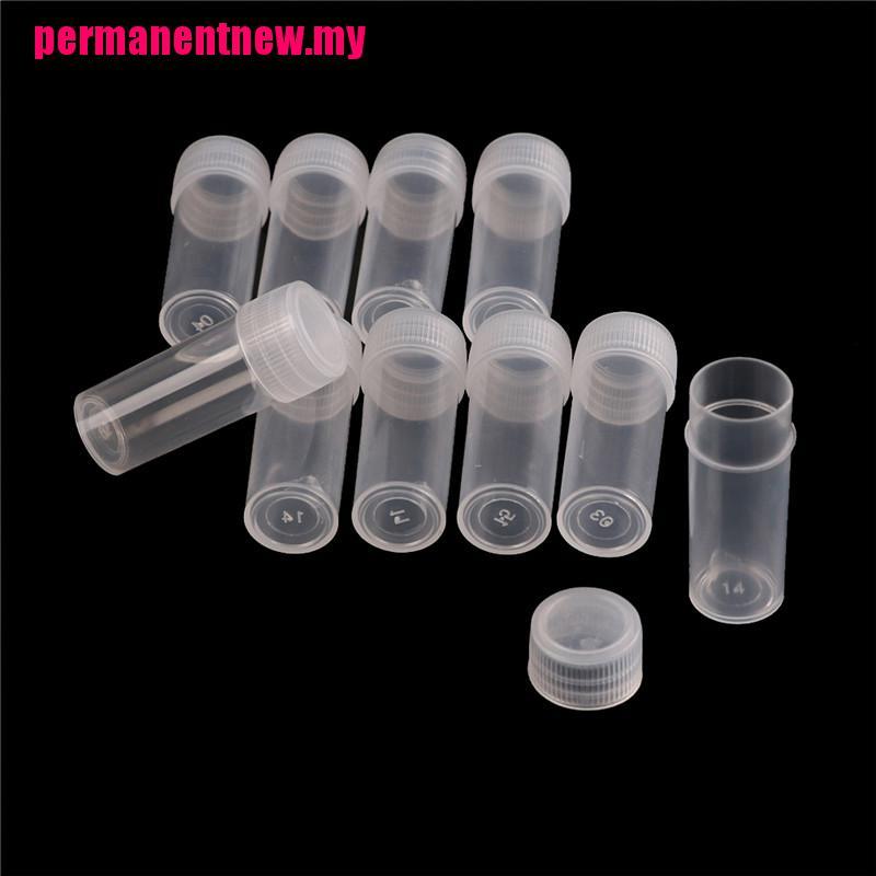 (Sun) 10pcs / Set Botol Sampel Kosong Bahan Plastik Ukuran 5ml Untuk Sample / Ujian