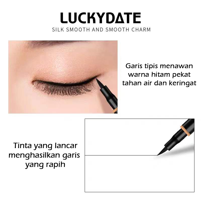 EYELINER LUCKYDATE Waterproof Celak Pen Pencil Tahan Lama Hitam ORIGINAL PINKFLASH Korea Korean Kajal Saudi Arabia