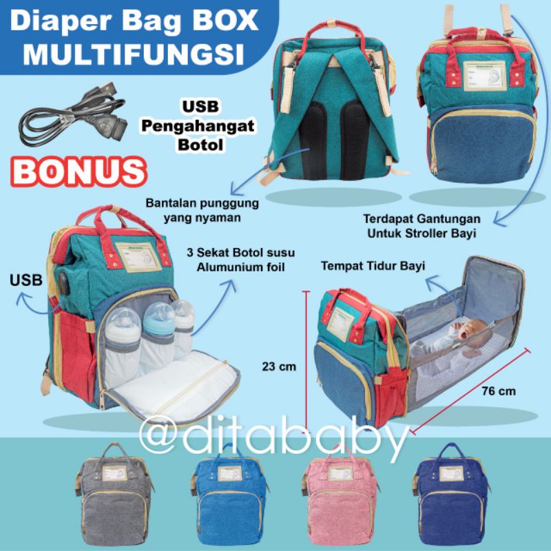 diaper bag POLOS TAS RANSEL DIAPERS Tas Kasur Bayi Diaper Bag Multifungsi Anello Tas PerlngkapanBayi