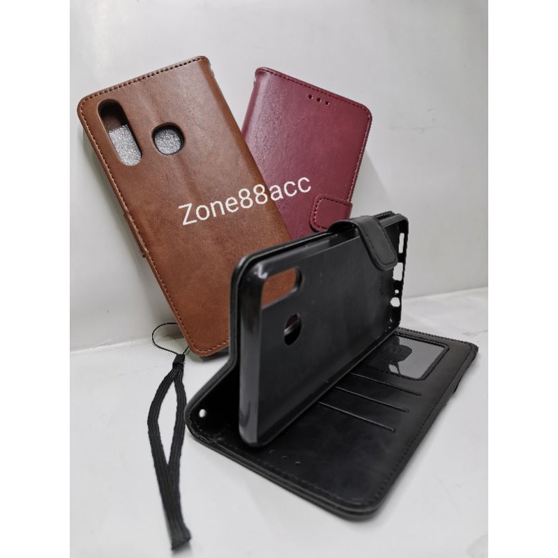 Vivo Z1 Pro Leather Case Flip Cover Casing Sarung Dompet Wallet Kulit Soft