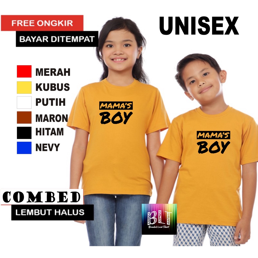 Promo Kaos  Anak Mama&quot;s boy Anak Anak  Lengan Pendek Combed 30S Atasan Anak2 cowok cewek Kaos Murah kaos anak kartun kaos anak anime kaos anak murah kaos anak hits kaos viral