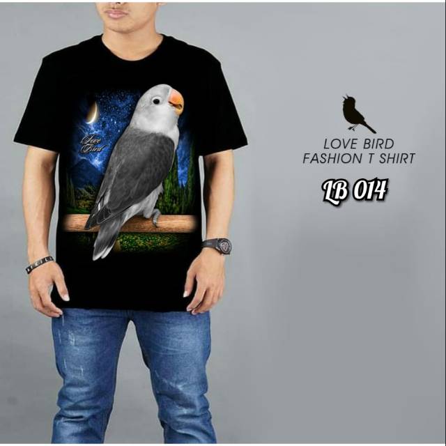 L1A Fashion pria lengan pendek motif Lovebird 014